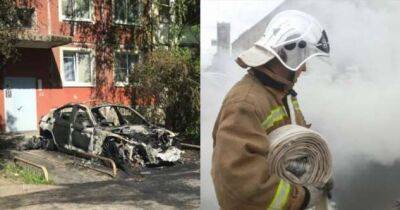 Отомстил за парковку: в Питере сгорел BMW, подпирающий дверь подъезда - chert-poberi.ru