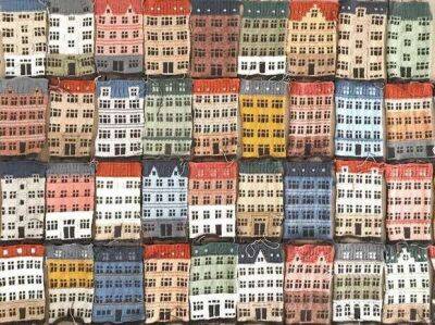 Плед спицами с домами, как в столице Дании в Копенгагене - milayaya.ru - Дания - Копенгаген