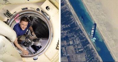 Российский космонавт показал, как смотрится с борта МКС застрявший в Суэцком канале корабль - porosenka.net - Китай - Россия - Шанхай