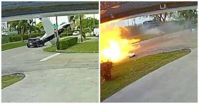 В США легкомоторный самолет рухнул на движущуюся машину и взорвался - porosenka.net - Сша - штат Флорида