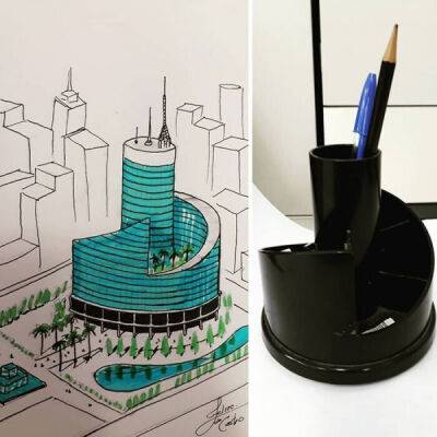 Архитектор рисует здания, вдохновляясь повседневными предметами - porosenka.net - Рио-Де-Жанейро
