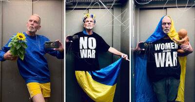 Шэрон Стоун - Мила Йовович - Зачем немецкий стилист фотографируется в лифте с флагом Украины - takprosto.cc - Россия - Украина - Германия - республика Крым
