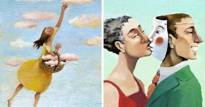Рене Магритт - Итальянская художница создает иллюстрации о нашем обществе и отношениях между людьми - porosenka.net