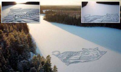 Потрясающая лиса высотой 90 метров на замерзшем озере в Финляндии - chert-poberi.ru - Финляндия