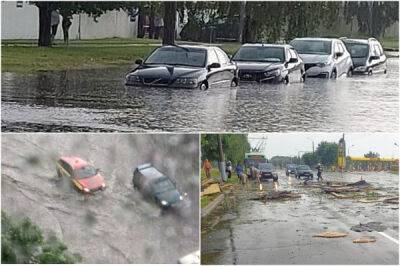 Автомобили оказались наполовину в воде из-за ливня в Могилеве - porosenka.net