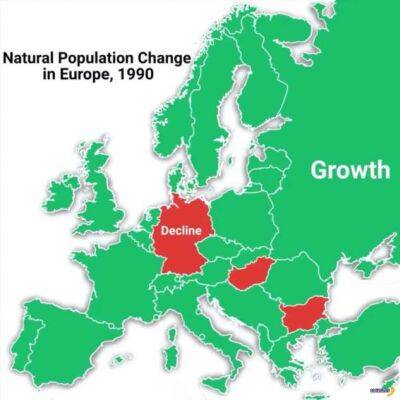 Население Европы в 1990 году и сейчас - chert-poberi.ru - Ссср