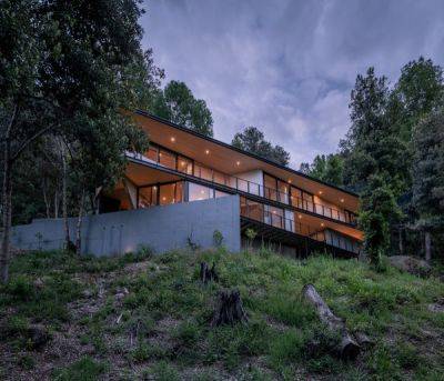 Треугольная загородная резиденция на крутом лесистом склоне в Чили - porosenka.net - Чили