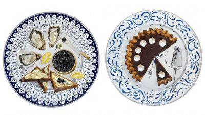 Реалистичная еда на винтажных тарелках на картинах Кристины Кунанец - porosenka.net - Париж