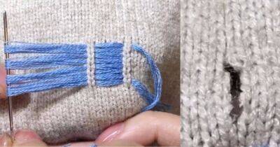 Удивительный способ залатать дырку на вязаном свитере. Стильный принт в качестве заплатки - lifehelper.one