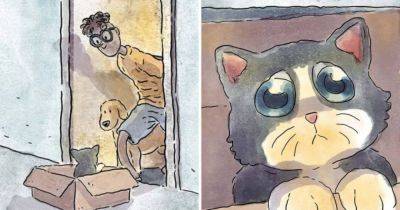 Художник нарисовал забавную комикс-историю о том, как он и его пёс завели кота, оказавшегося тем ещё бандитом - mur.tv - Бразилия