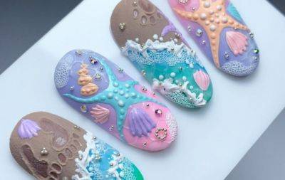 Морські нігті: манікюр із розкішними об'ємним декором (ФОТО) - hochu.ua