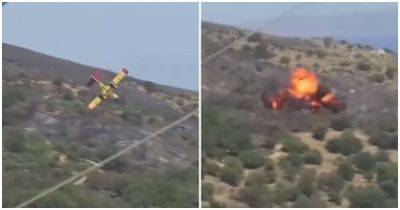 Момент крушения пожарного самолёта в Греции попал на видео - porosenka.net - Греция